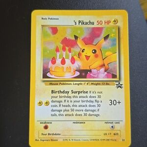 Pikachu Birthday Surprise Trading Card - Yellow